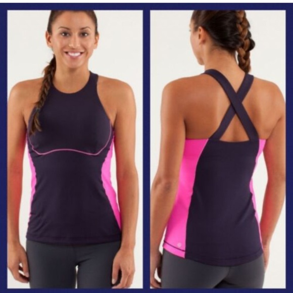 Lululemon Spin It To Win It TankIn Black Swan/ Raspberry Size 6 - Picture 9 of 9
